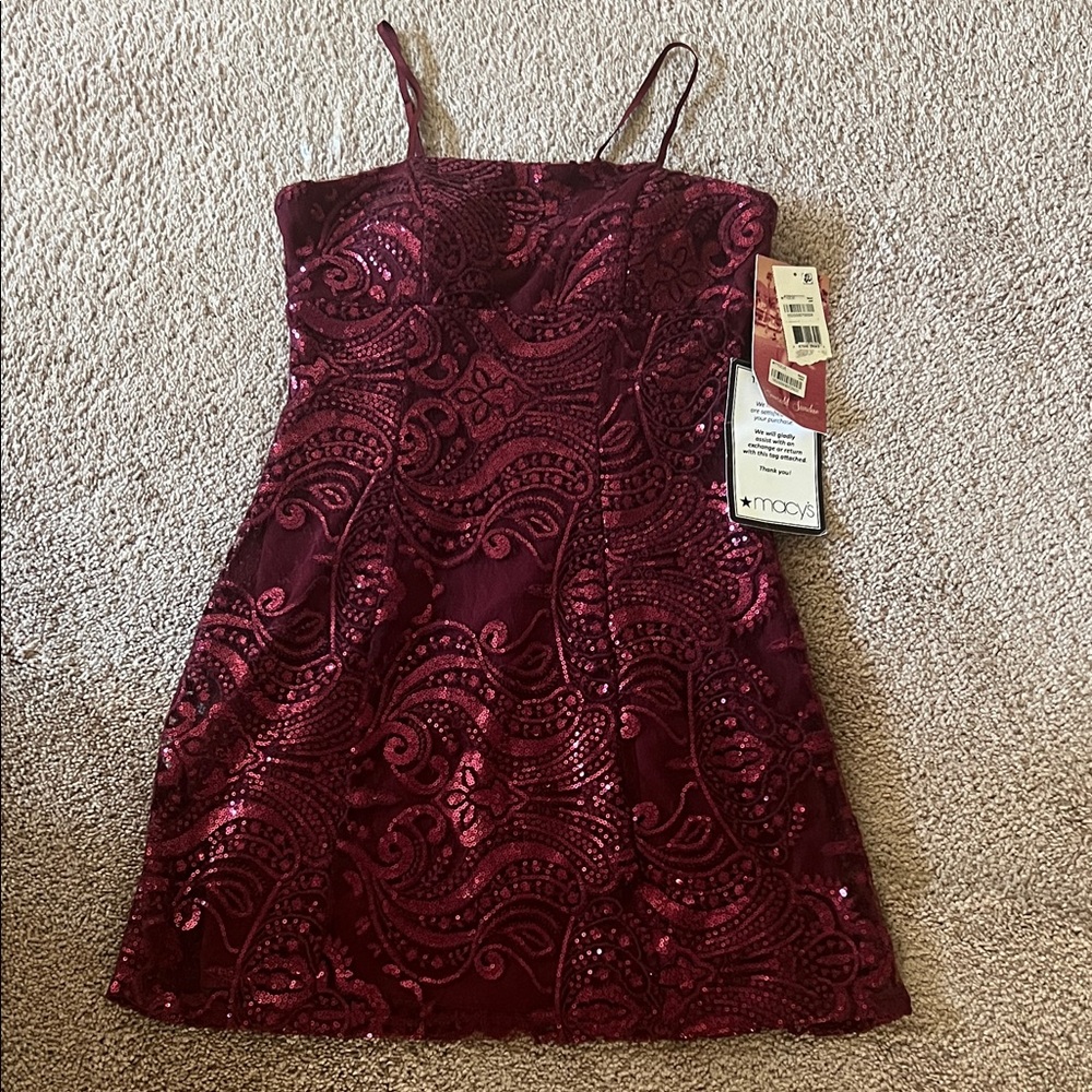 Emerald Sundae Burgundy Sequin Mini Dress
